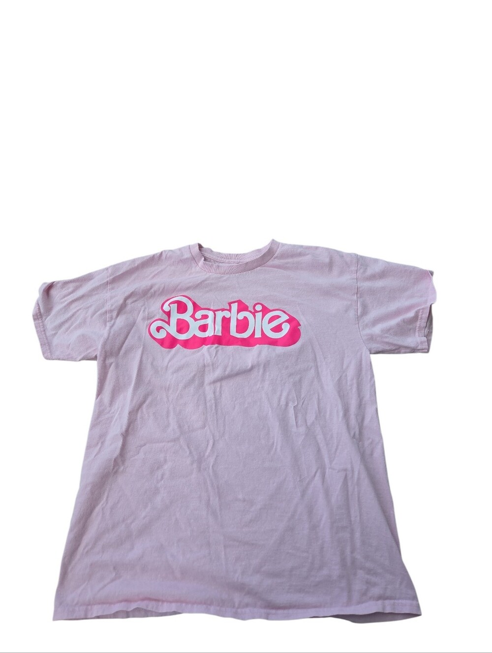 Official Barbie Logo Graphic Tee Soft Pink Short Sleeve T-Shirt Large L